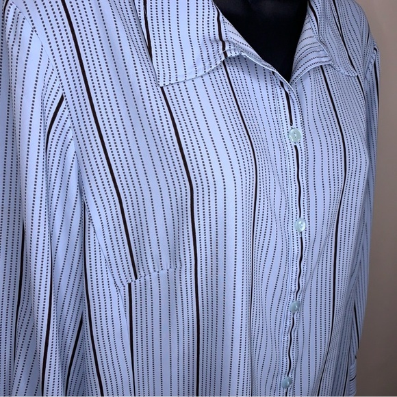Large Covington Pastel Blue Black Striped Button Up Shirt Womens - Picture 4 of 12